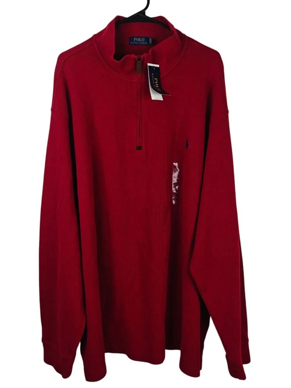 NWT Polo Ralph Lauren Men's Red Quarter-Zip Pullover Sweater Size 3XLT Cotton Kn